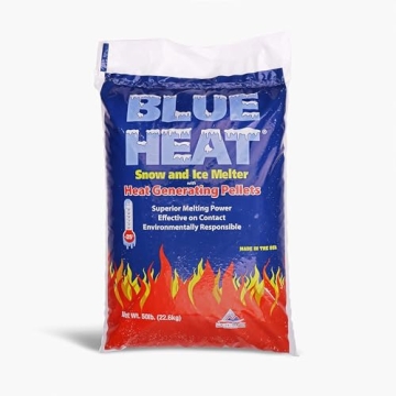 Blue Heat Ice Melt Pellets, Calcium Blend Deicer Snow Melter for Driveway 50 lb, Blue