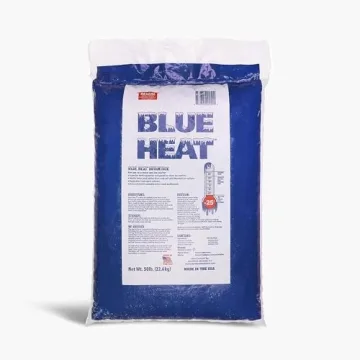 Blue Heat Ice Melt Pellets, Calcium Blend Deicer Snow Melter for Driveway 50 lb, Blue