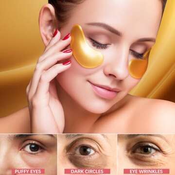 FENGOO Under Eye Patches (60 Pcs) - 24K Gold Eye Masks for Dark Circles and Puffiness, Eye Patches f...