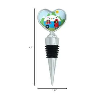Vintage Retro Camper RV Camping Travel Trailer Heart Love Wine Bottle Stopper