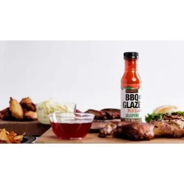 Kosmos Q Peach Jalapeno BBQ Glaze - 16 Oz Bottle for Sticky & Flavorful Barbecue - Thick BBQ Glaze for Competition Ready Mouth-Watering Meat (Peach Jalapeno)