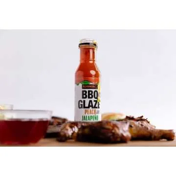 Kosmos Q Peach Jalapeno BBQ Glaze - 16 Oz Bottle for Sticky & Flavorful Barbecue - Thick BBQ Glaze for Competition Ready Mouth-Watering Meat (Peach Jalapeno)