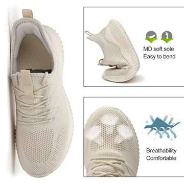 Men's Slip-on Running Shoes Comfortable Lightweight Breathable Walking Tennis Sneakers Zapatos de Hombre Beige