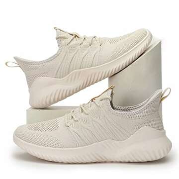 Men's Slip-on Running Shoes Comfortable Lightweight Breathable Walking Tennis Sneakers Zapatos de Hombre Beige