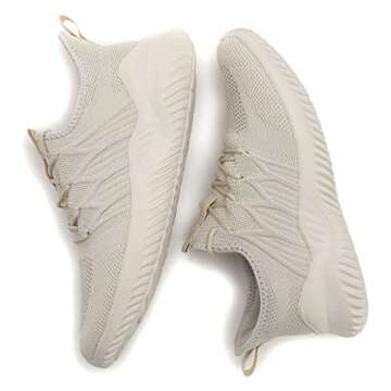 Men's Slip-on Running Shoes Comfortable Lightweight Breathable Walking Tennis Sneakers Zapatos de Hombre Beige