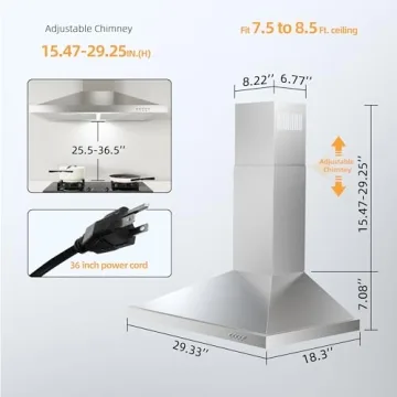 FIREGAS Wall Mount Range Hood 30 Inch Convertible