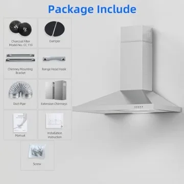 FIREGAS Wall Mount Range Hood 30 Inch Convertible