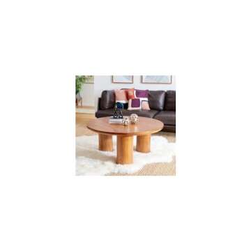 SAFAVIEH Home Collection Mork Modern Rustic Natural 3-Leg Round Wood Coffee Table