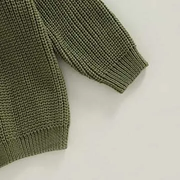 Toddler Baby Girl Boy Knitted Sweater Cardigan Crewneck Long Sleeve Pullover Sweatshirt Top Infant Winter Outfits (Green, 12-18 Months)