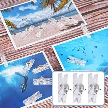 60 Pcs Clear Push Pin Clips for Bulletin Boards