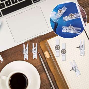 60 Pcs Clear Push Pin Clips for Bulletin Boards