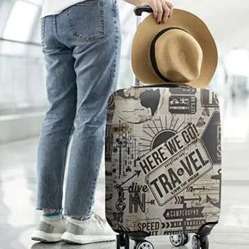 Xidingyue Luggage Cover Washable Travel Suitcase Protector Spandex Luggage Cover Fit 25-28 Inch Luggage - - Here we go Travel