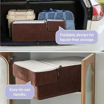 Lesure Dog Stairs for Small Dogs and Cats Foldable Pet Steps Extra Wide for High Beds and Couch with CertiPUR-US Certified Foam and Non-Slip Bottom, Brown, 3 Steps