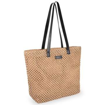 YXILEE Straw Bag - Large Handmade Beach Tote for Summers