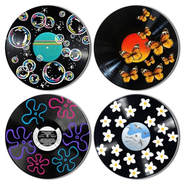 HK Studio 12" Hippie Aesthetic PVC Wall Decor Pack 4 - Vibrant Dorm & Bedroom Art