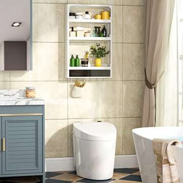 Tribesigns Bathroom storage organizer, Shower Caddy Wall Mounted, Adhesive 3-Shelf Shower Organizer ...