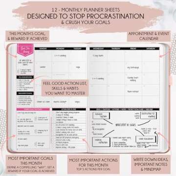 Law of Attraction Planner 2025 - Hourly, Weekly & Monthly Goal Setting Planner, 12 Month Journey to Increase Productivity | Life & Gratitude Journal, Include Foldable Vision Board, Gift Box & Stickers