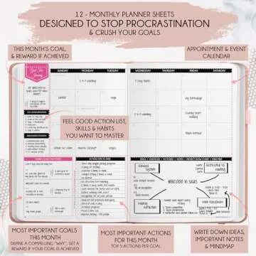 Law of Attraction Planner 2025 - Hourly, Weekly & Monthly Goal Setting Planner, 12 Month Journey to Increase Productivity | Life & Gratitude Journal, Include Foldable Vision Board, Gift Box & Stickers