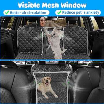 URPOWER 6-in-1 Dog Car Seat Cover for Back Seat, Waterproof Dog Car Hammock 40/60 Split Dog Seat Cover with Mesh Window and Side Flap Pets Car Seat Protector Dog Backseat Cover for Cars, SUV, Truck