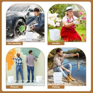 Mumufy 5 Pcs 3.5 Gallon Square Food Grade Bucket Square Bucket with Lid Food Square Grade Bucket Pail with Plastic Handle and Lid Square Buckets for Storing Dry Food Charcoal Camping Fishing (White)