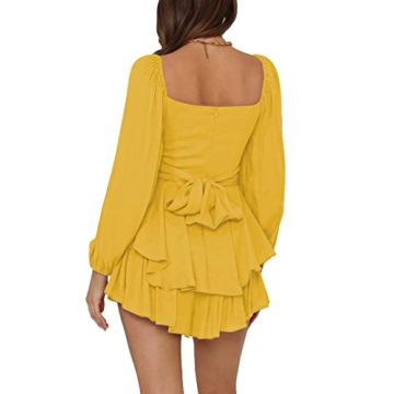 LYANER Women's Ruffle Ruffle Mini Jumpsuit in Yellow