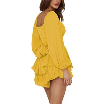LYANER Women's Ruffle Ruffle Mini Jumpsuit in Yellow