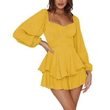 LYANER Women's Ruffle Ruffle Mini Jumpsuit in Yellow