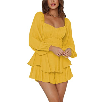 LYANER Women's Ruffle Ruffle Mini Jumpsuit in Yellow