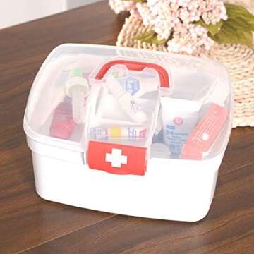 Medicine Box Transparent First Aid Box,Family Emergency Kit Medication Storage Organizer with Handle...