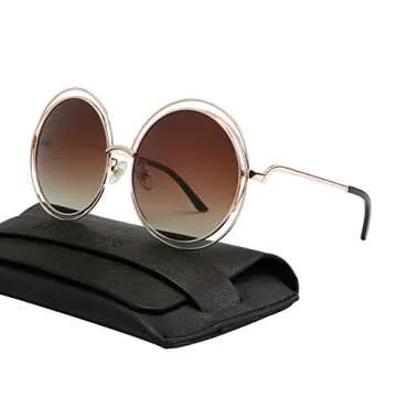 VIVIENFANG Oversized Round Polarized Sunglasses for Women