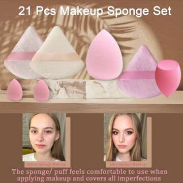 GFOUNS 21 pcs Beauty blender Makeup Sponge Bulk:Blender Sponges 21 Pcs for Liquid, Cream, and Powder...