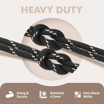 Stepace Round Shoelaces [2 Pairs] Heavy Duty Boot Shoe Laces for Hiking Work Boots Black White-70(Dots)