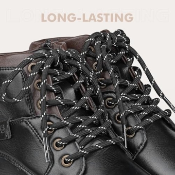 Stepace Round Shoelaces [2 Pairs] Heavy Duty Boot Shoe Laces for Hiking Work Boots Black White-70(Dots)