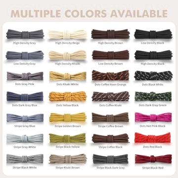 Stepace Round Shoelaces [2 Pairs] Heavy Duty Boot Shoe Laces for Hiking Work Boots Black White-70(Dots)