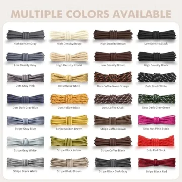 Stepace Round Shoelaces [2 Pairs] Heavy Duty Boot Shoe Laces for Hiking Work Boots Black White-70(Dots)