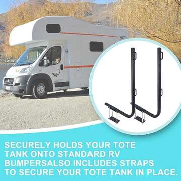 RV Bumper Rack,Bumper Mount Tote Tank Holder,RV Bumper Support Bracket with Heavy-Duty Straps, and Fits 4-4.5 inches Wide and 3.6-6 inches high Bumpers.