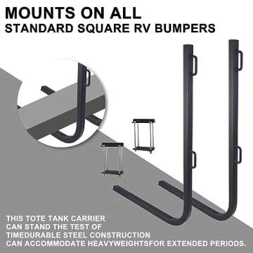 RV Bumper Rack,Bumper Mount Tote Tank Holder,RV Bumper Support Bracket with Heavy-Duty Straps, and Fits 4-4.5 inches Wide and 3.6-6 inches high Bumpers.