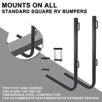RV Bumper Rack,Bumper Mount Tote Tank Holder,RV Bumper Support Bracket with Heavy-Duty Straps, and Fits 4-4.5 inches Wide and 3.6-6 inches high Bumpers.
