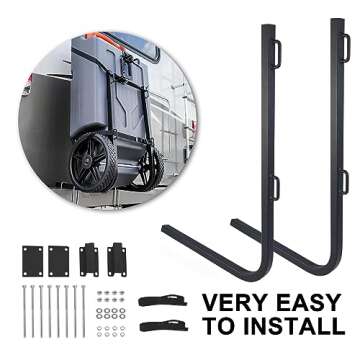 RV Bumper Rack,Bumper Mount Tote Tank Holder,RV Bumper Support Bracket with Heavy-Duty Straps, and Fits 4-4.5 inches Wide and 3.6-6 inches high Bumpers.