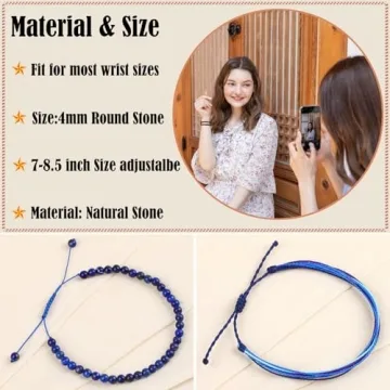 Adjustable LPBeads Blue Lapis Bracelet for All