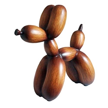 Wood Grain Balloon Dog Sculpture, Wall Art Shelf Décor Accents Dog Statue, Handcrafted Collectible ...