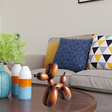 Unique Wood Grain Balloon Dog Sculpture for Home Decor