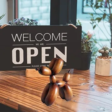 Unique Wood Grain Balloon Dog Sculpture for Home Decor