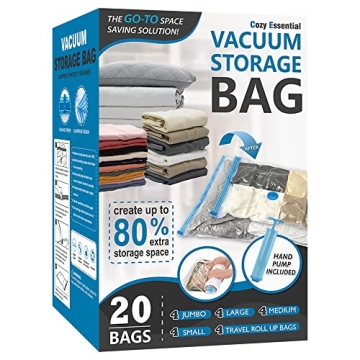 20 Pack Vacuum Storage Bags: Compress Comforters & Clothes
