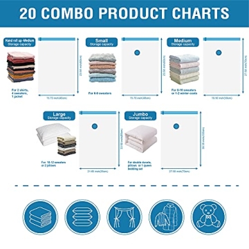 Vacuum Storage Bags - 20 Pack Space Saver Set