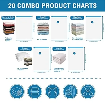 Vacuum Storage Bags - 20 Pack Space Saver Set