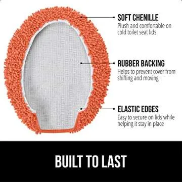 Gorilla Grip Soft Chenille Bathroom Toilet Lid Cover, Machine Washable Seat Covers, 19.5x18.5, Stays...