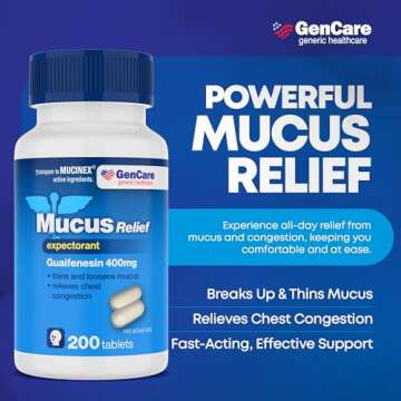 GenCare Mucus Relief Expectorant Guaifenesin 400 mg 200 Tablets Value Pack - Fast Acting Thinning of...