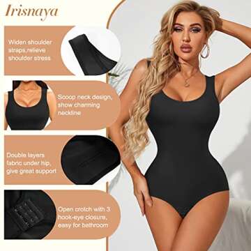 Irisnaya Tummy Control Shapewear Bodysuit for Women