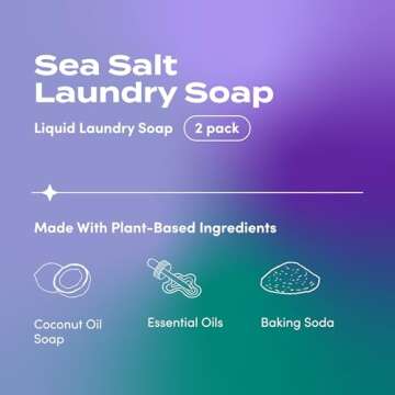 Zum Indigo Wild Clean Laundry Soap - Plant-Based Liquid Laundry Soap - Contains Baking Soda, Essenti...